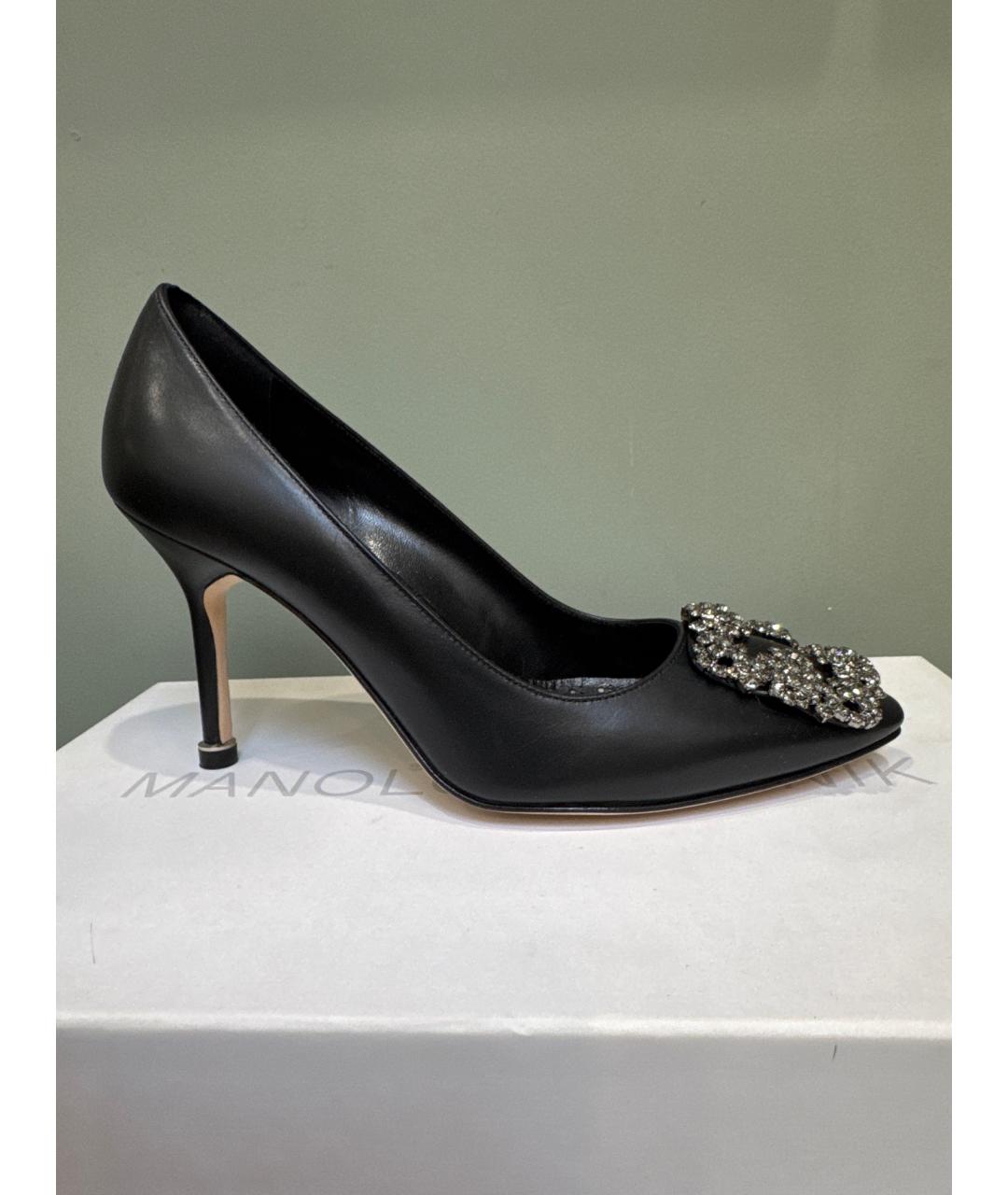 MANOLO BLAHNIK Черные кожаные туфли, фото 6