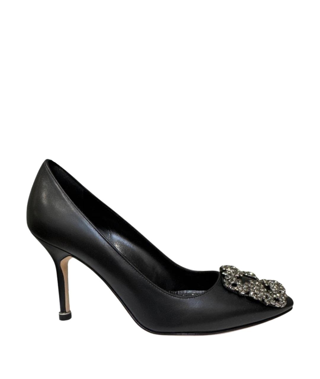 MANOLO BLAHNIK Черные кожаные туфли, фото 1