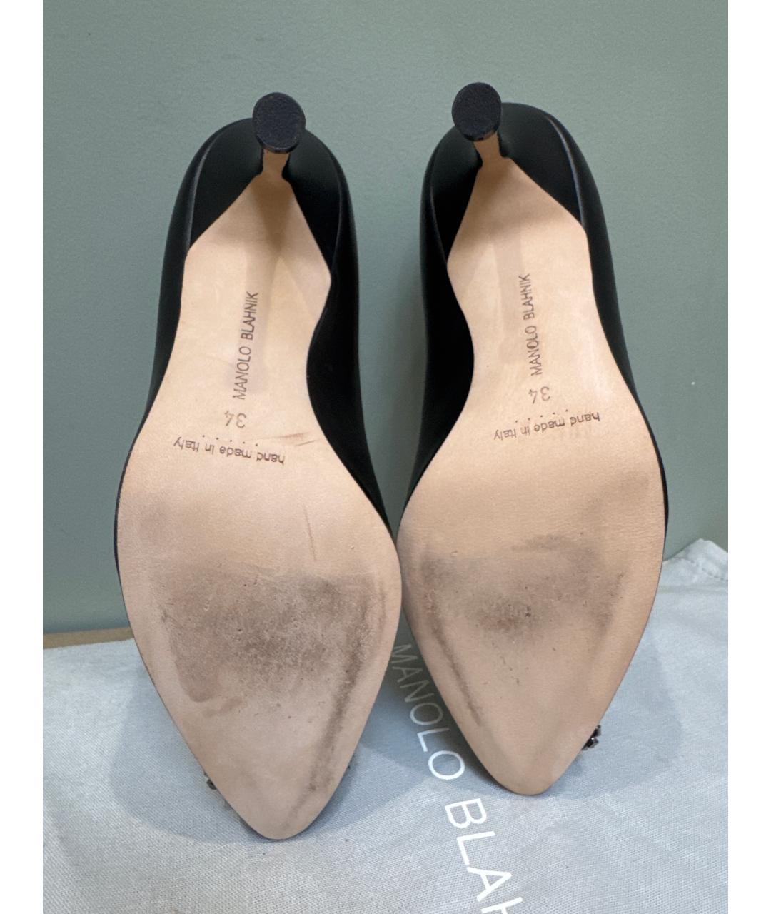 MANOLO BLAHNIK Черные кожаные туфли, фото 5