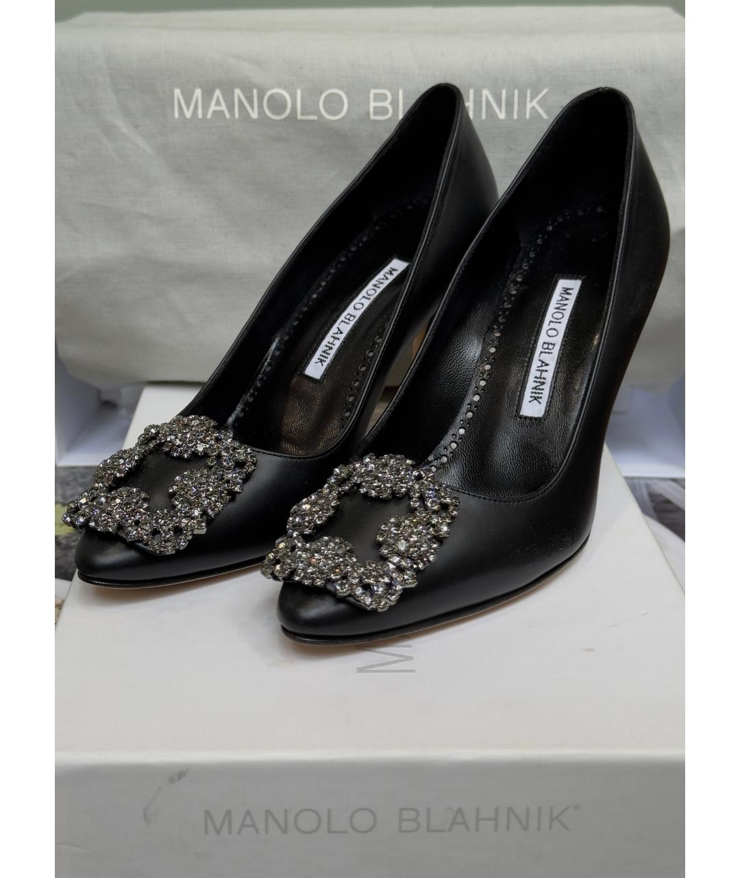 MANOLO BLAHNIK Черные кожаные туфли, фото 2