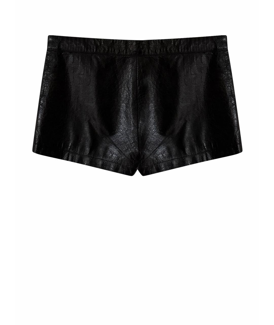 JUST CAVALLI Черные кожаные шорты, фото 1