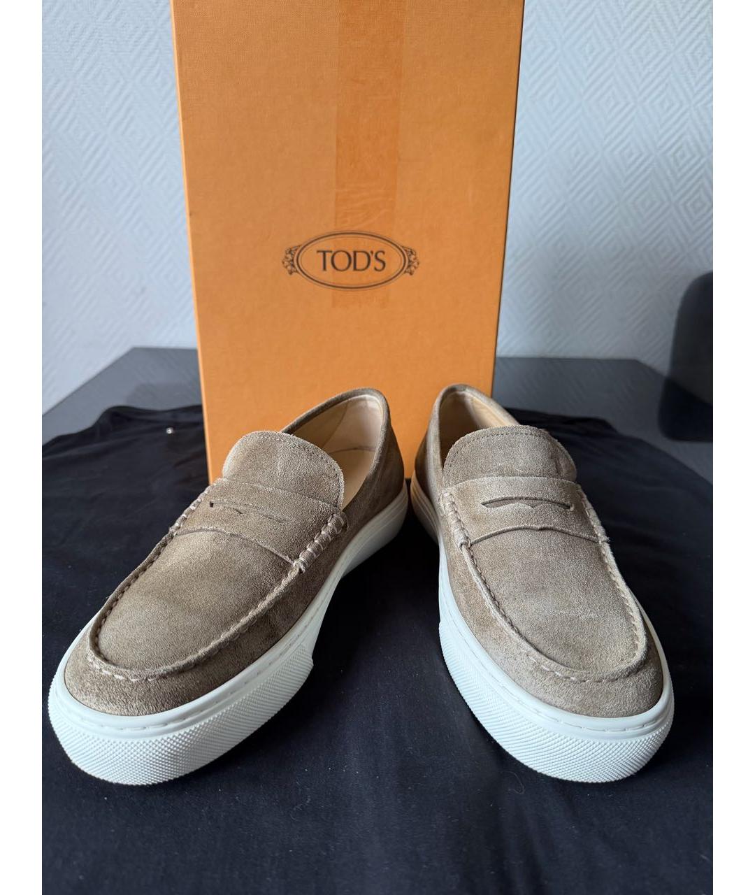 TOD'S Бежевые замшевые лоферы, фото 2