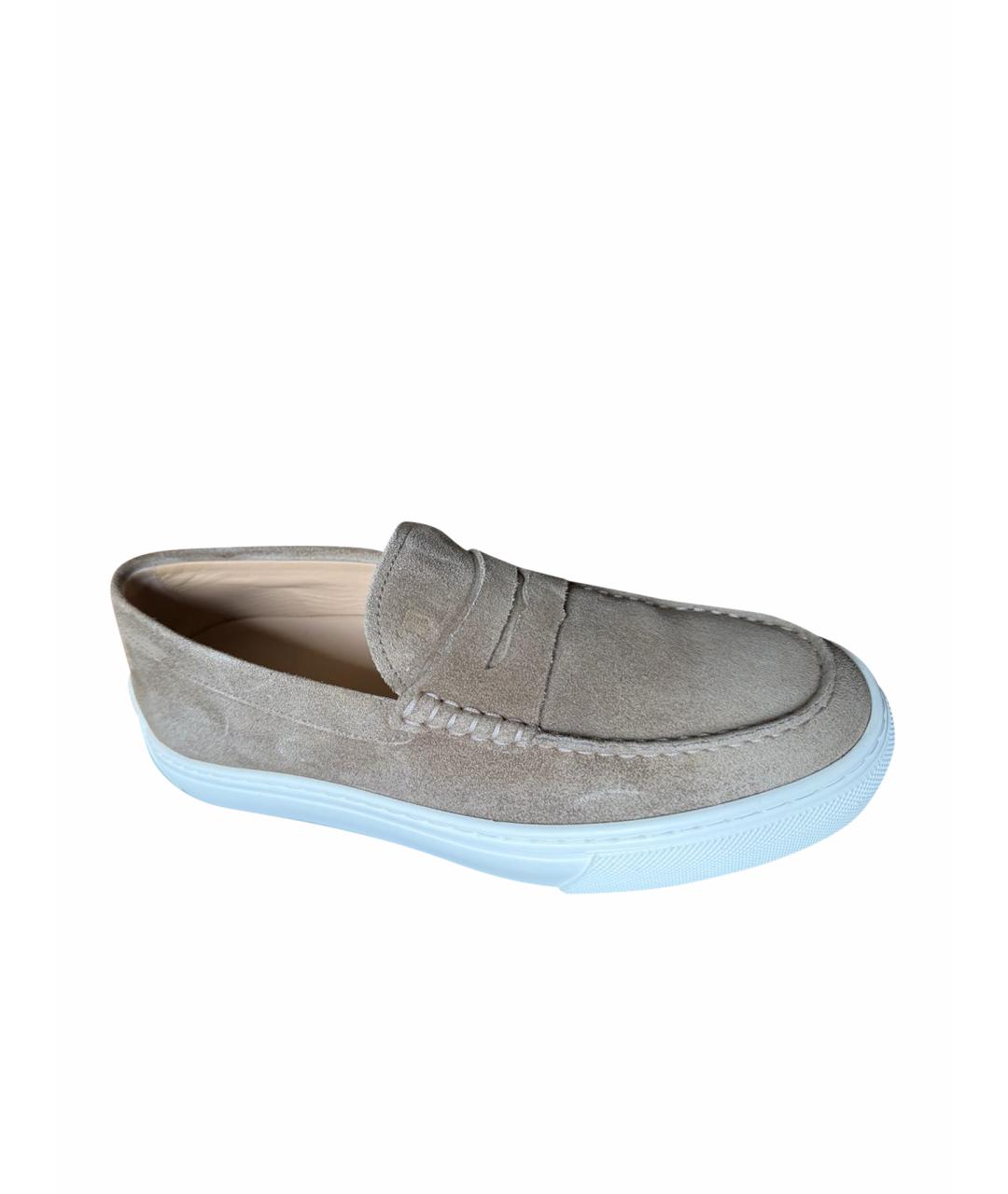 TOD'S Бежевые замшевые лоферы, фото 1