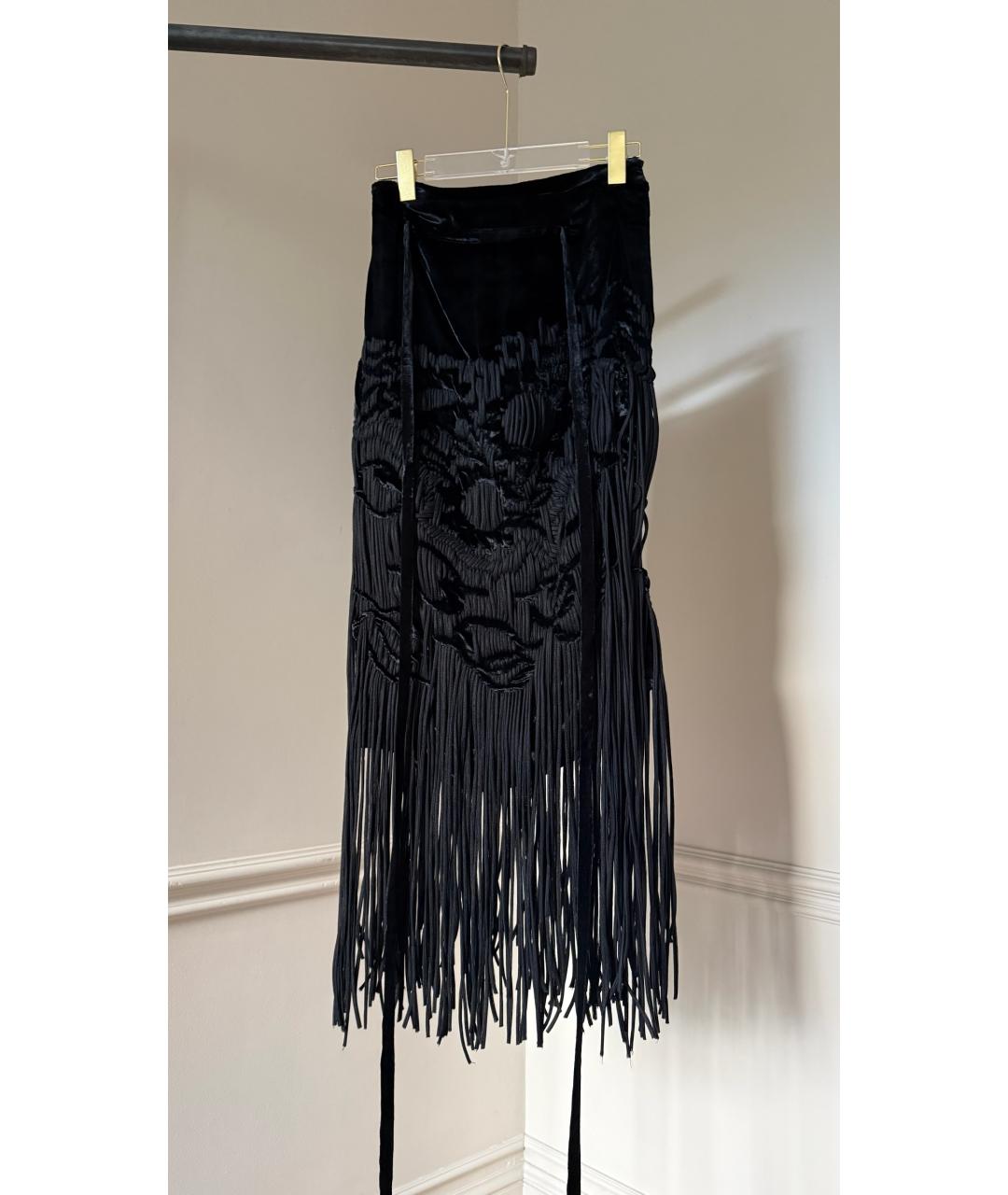 SAINT LAURENT Черная бархатная юбка макси, фото 2