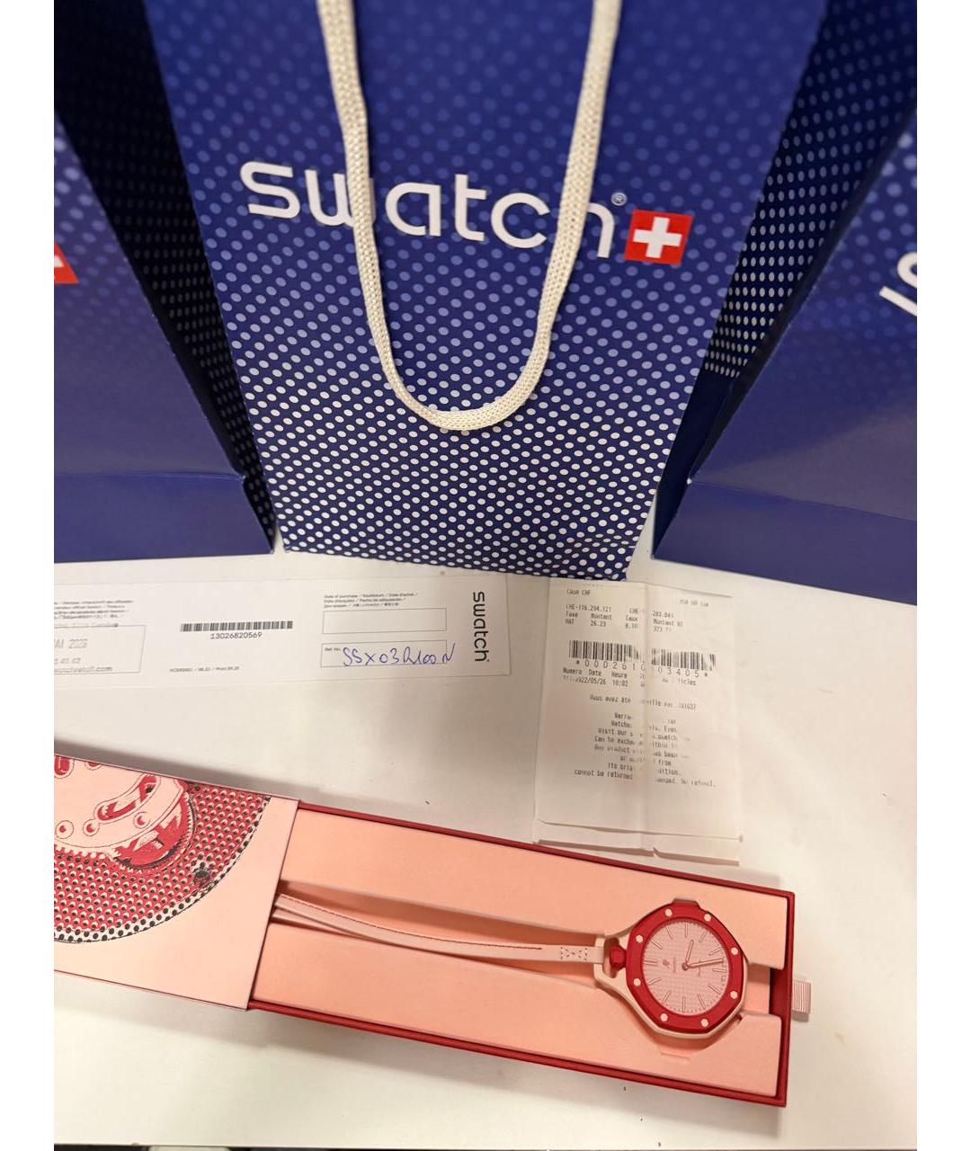 Swatch Розовые керамические часы, фото 2