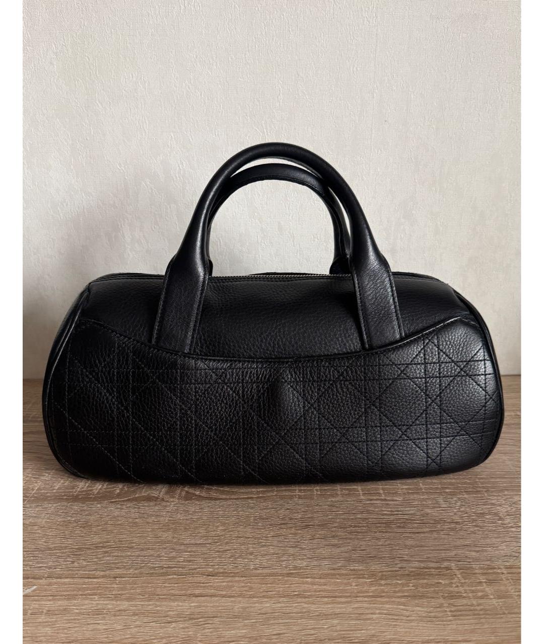 CHRISTIAN DIOR Черная кожаная сумка с короткими ручками, фото 2