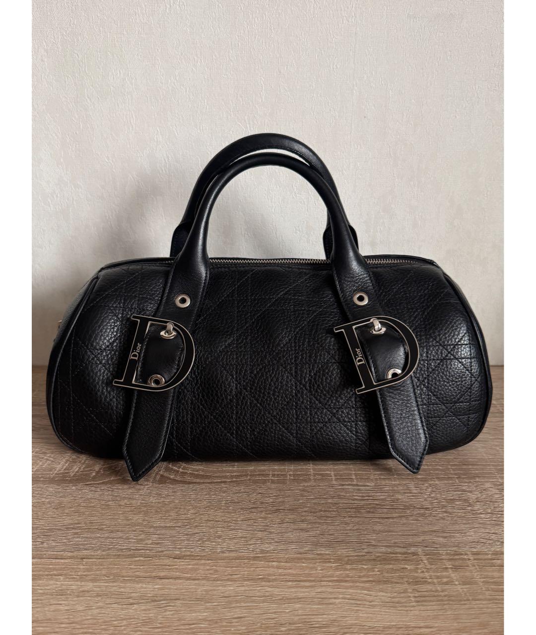 CHRISTIAN DIOR Черная кожаная сумка с короткими ручками, фото 9