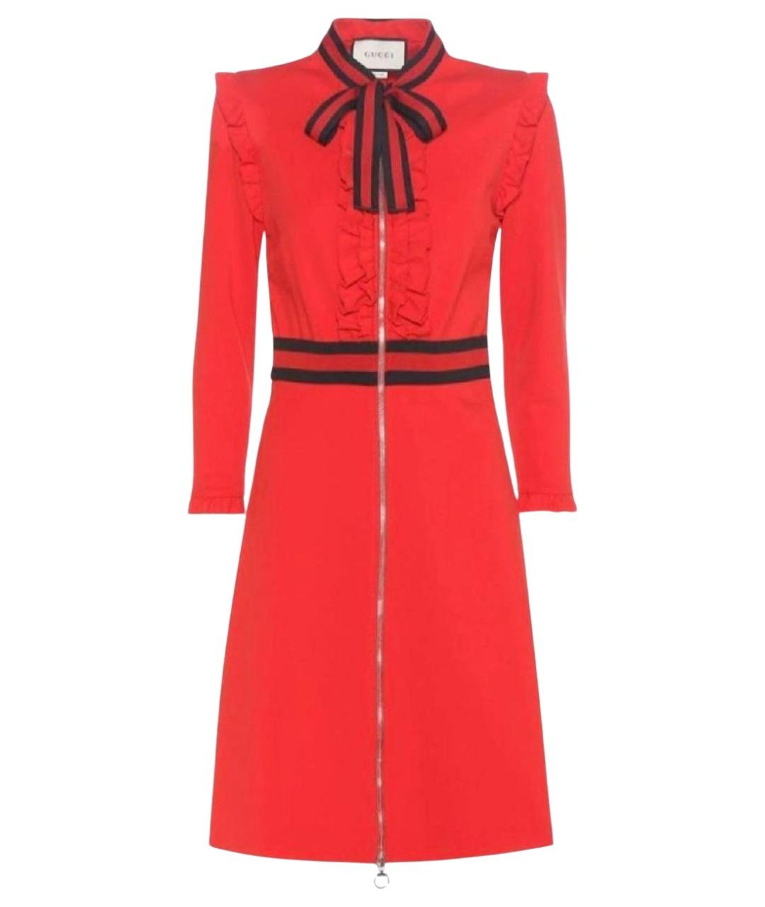 GUCCI Красное вискозное коктейльное платье, фото 1