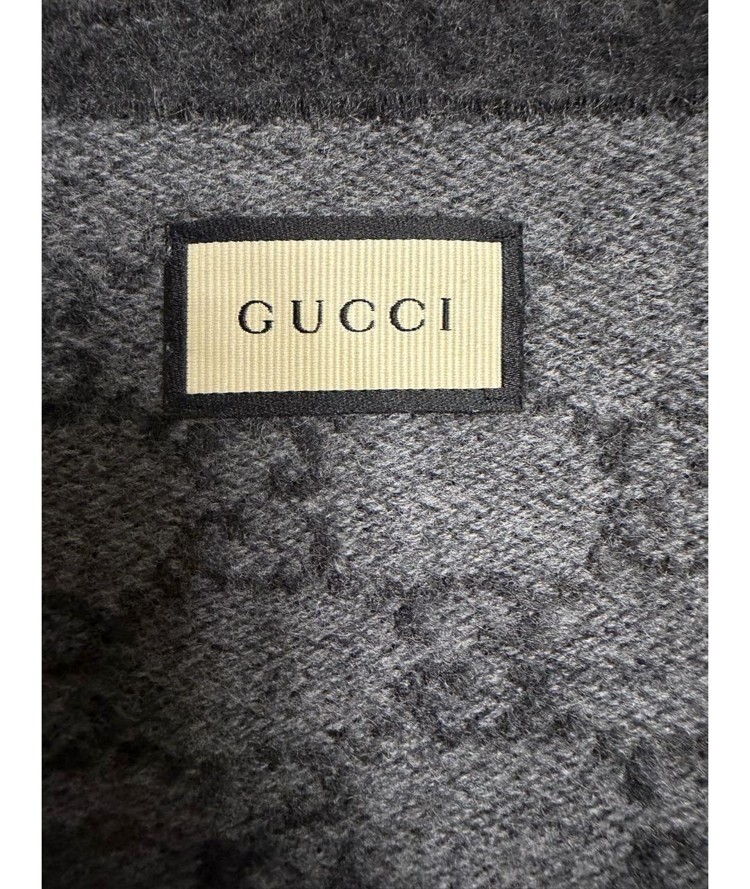 GUCCI Серый кашемировый шарф, фото 3
