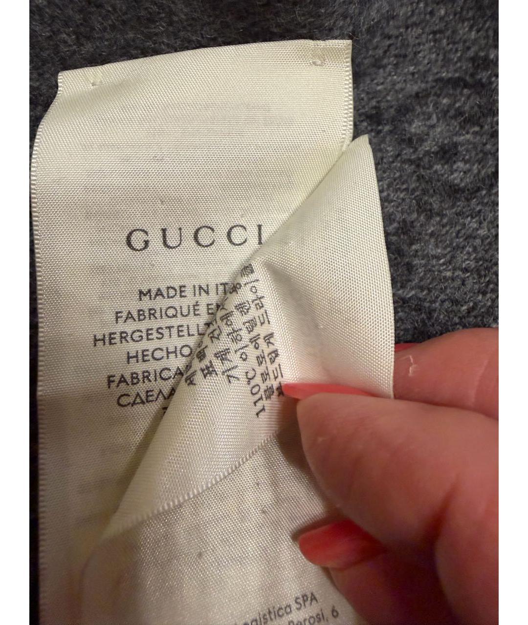GUCCI Серый кашемировый шарф, фото 4