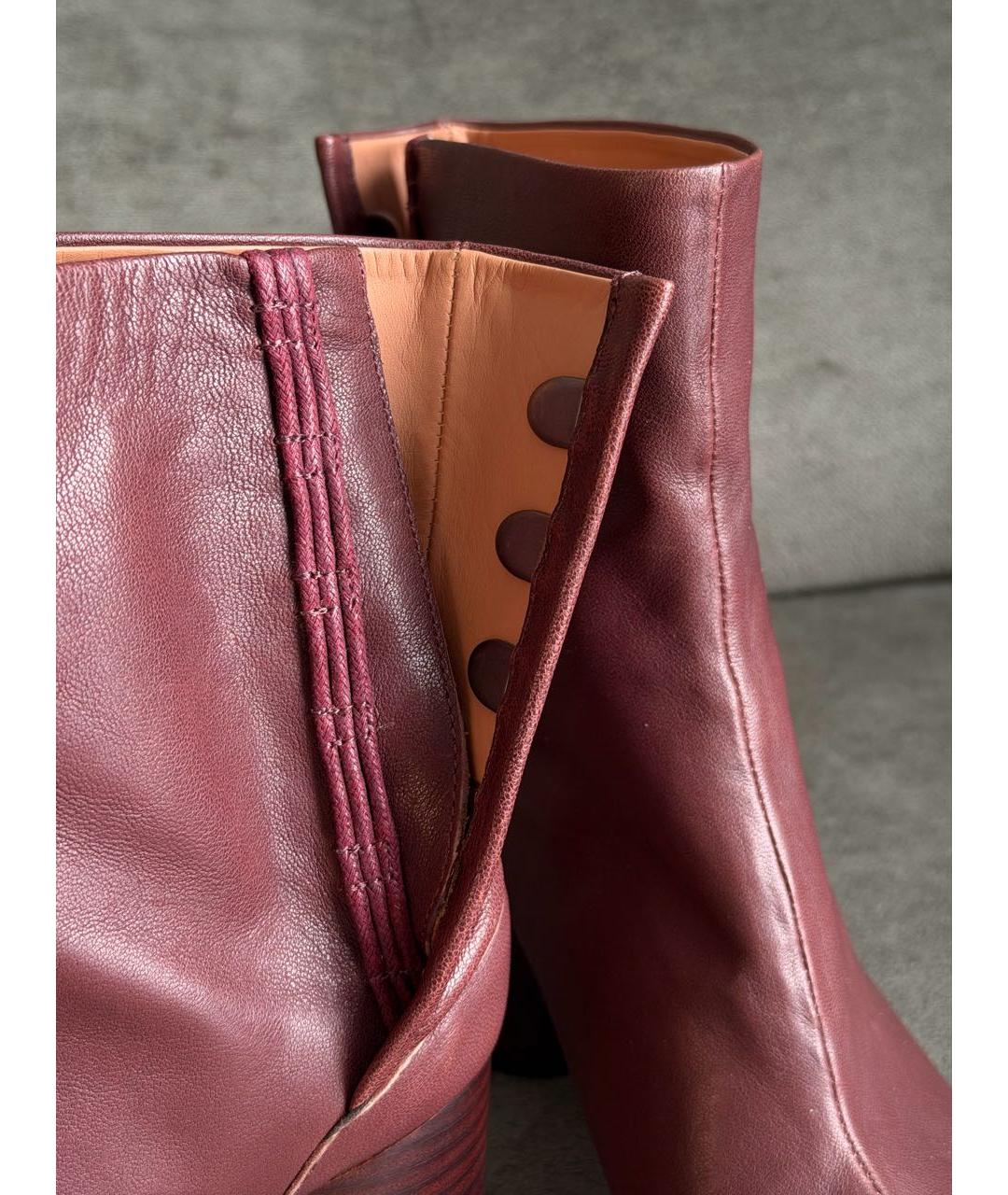 MAISON MARGIELA Бордовые кожаные ботильоны, фото 8