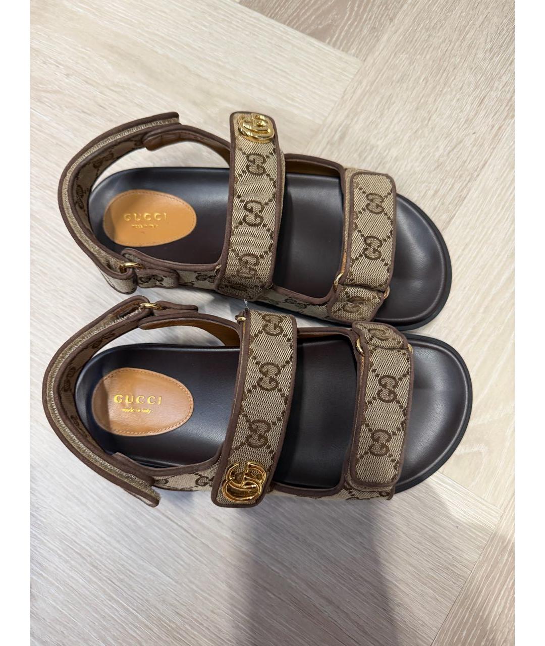 GUCCI Бежевые кожаные сандалии, фото 3