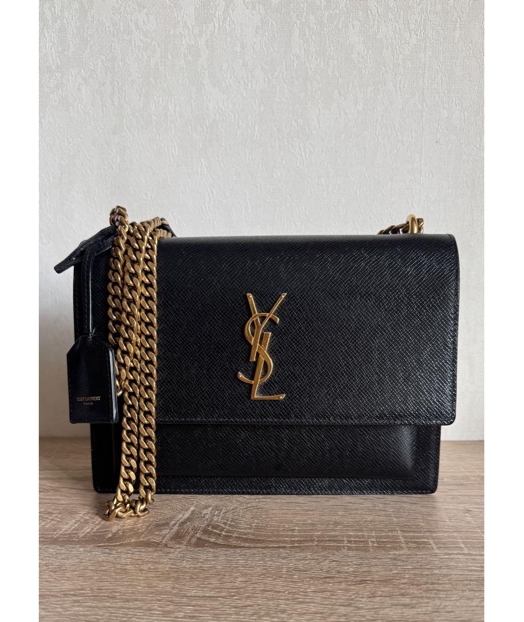 SAINT LAURENT Черная кожаная сумка через плечо, фото 9