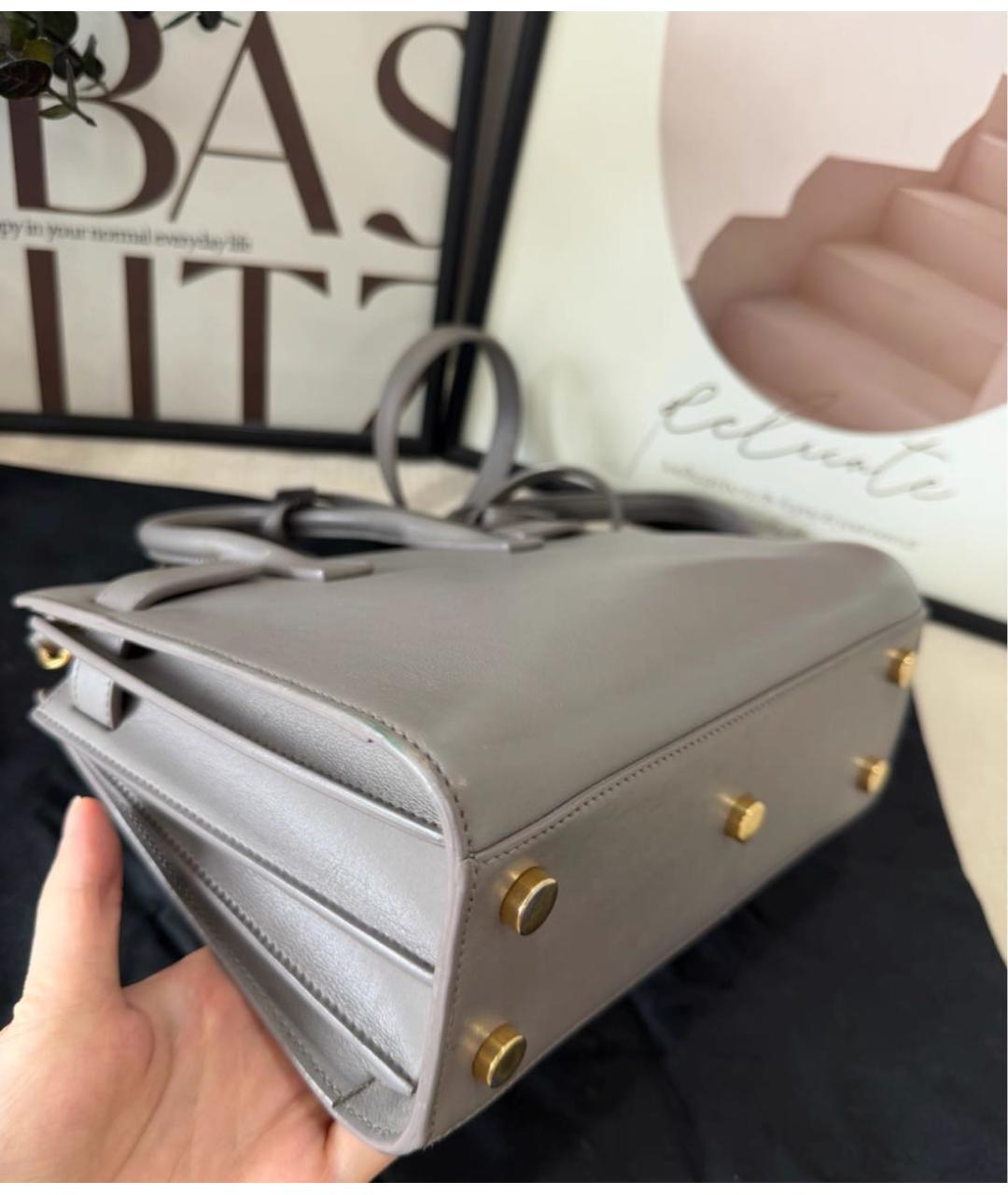 SAINT LAURENT Серая кожаная сумка тоут, фото 5