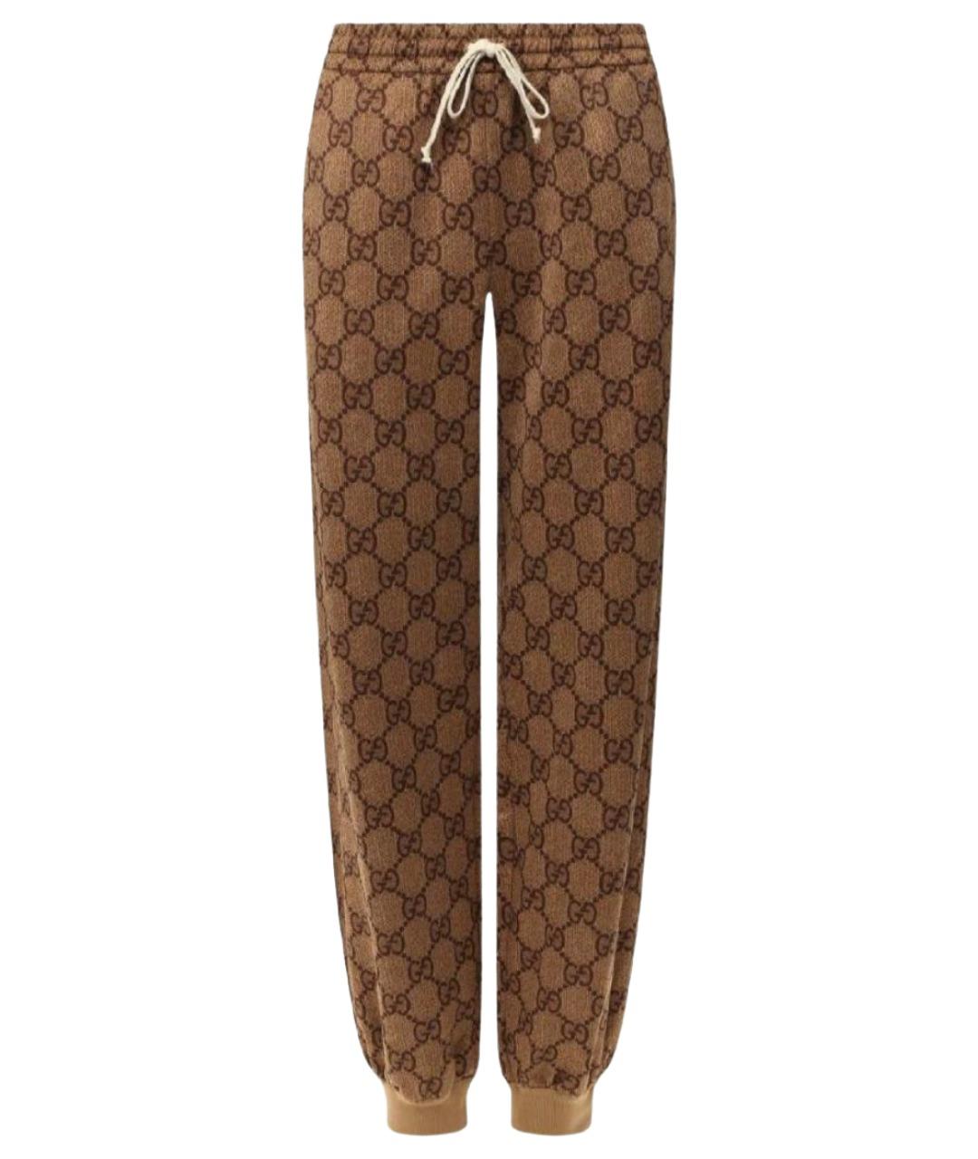 GUCCI Коричневые вискозные брюки широкие, фото 1