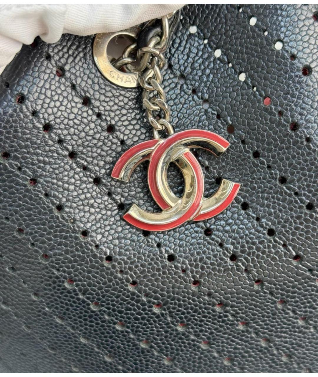 CHANEL Черная кожаная сумка тоут, фото 5