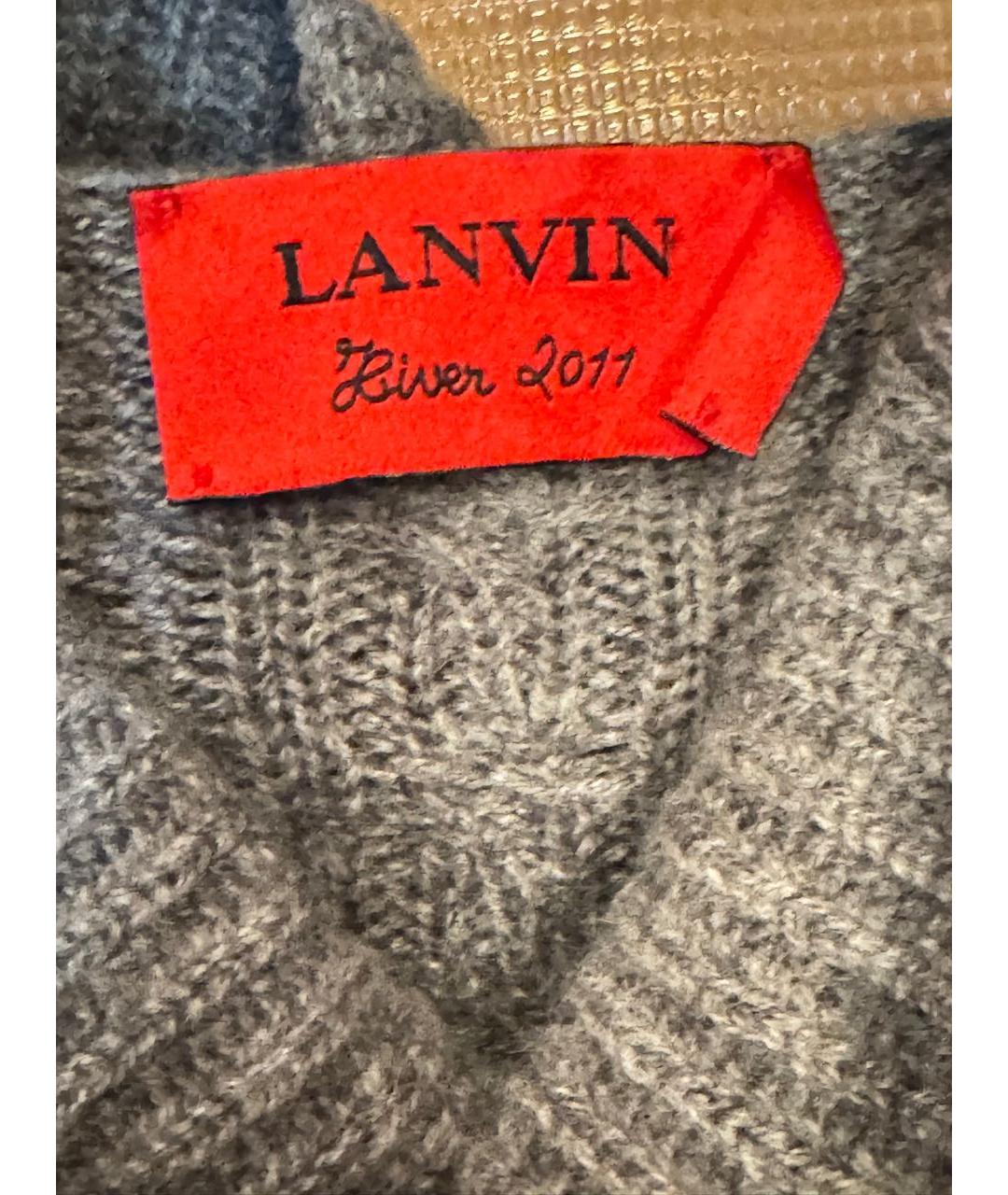 LANVIN Серое шерстяное повседневное платье, фото 3