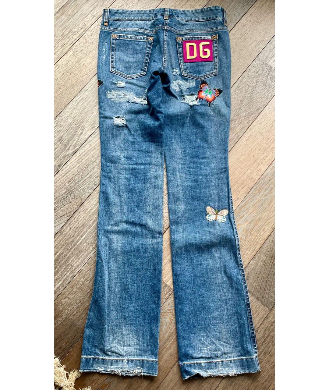DOLCE&GABBANA Темно-синие хлопковые прямые джинсы, фото 2