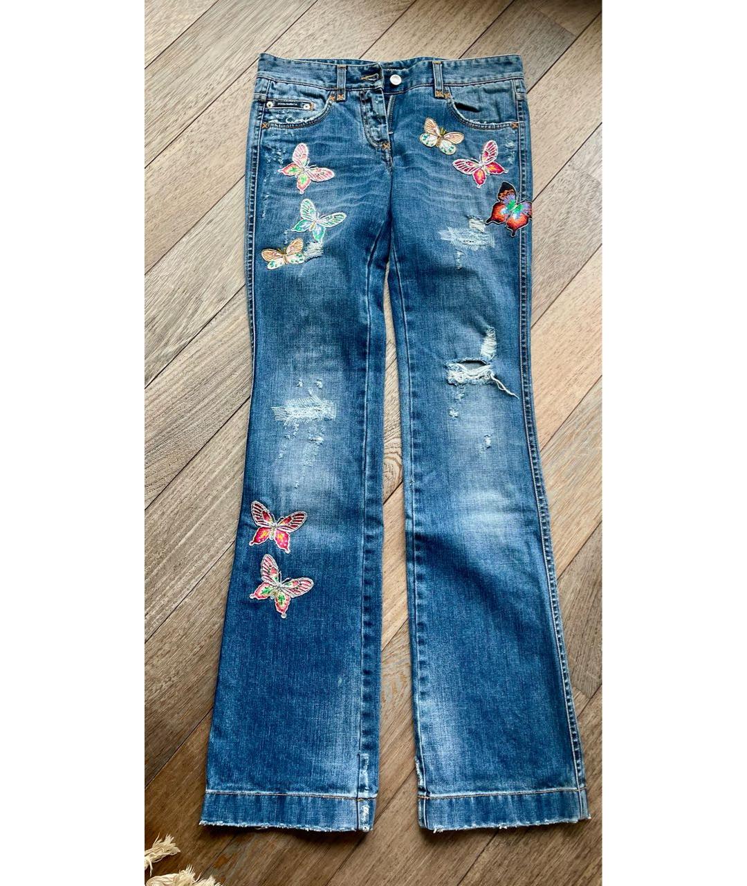 DOLCE&GABBANA Темно-синие хлопковые прямые джинсы, фото 5