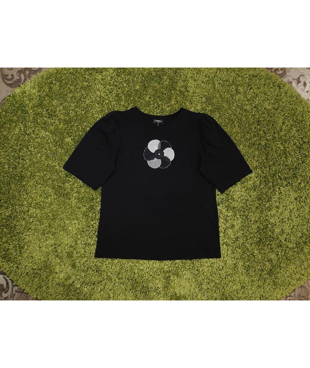 CHANEL Черная хлопковая футболка, фото 3