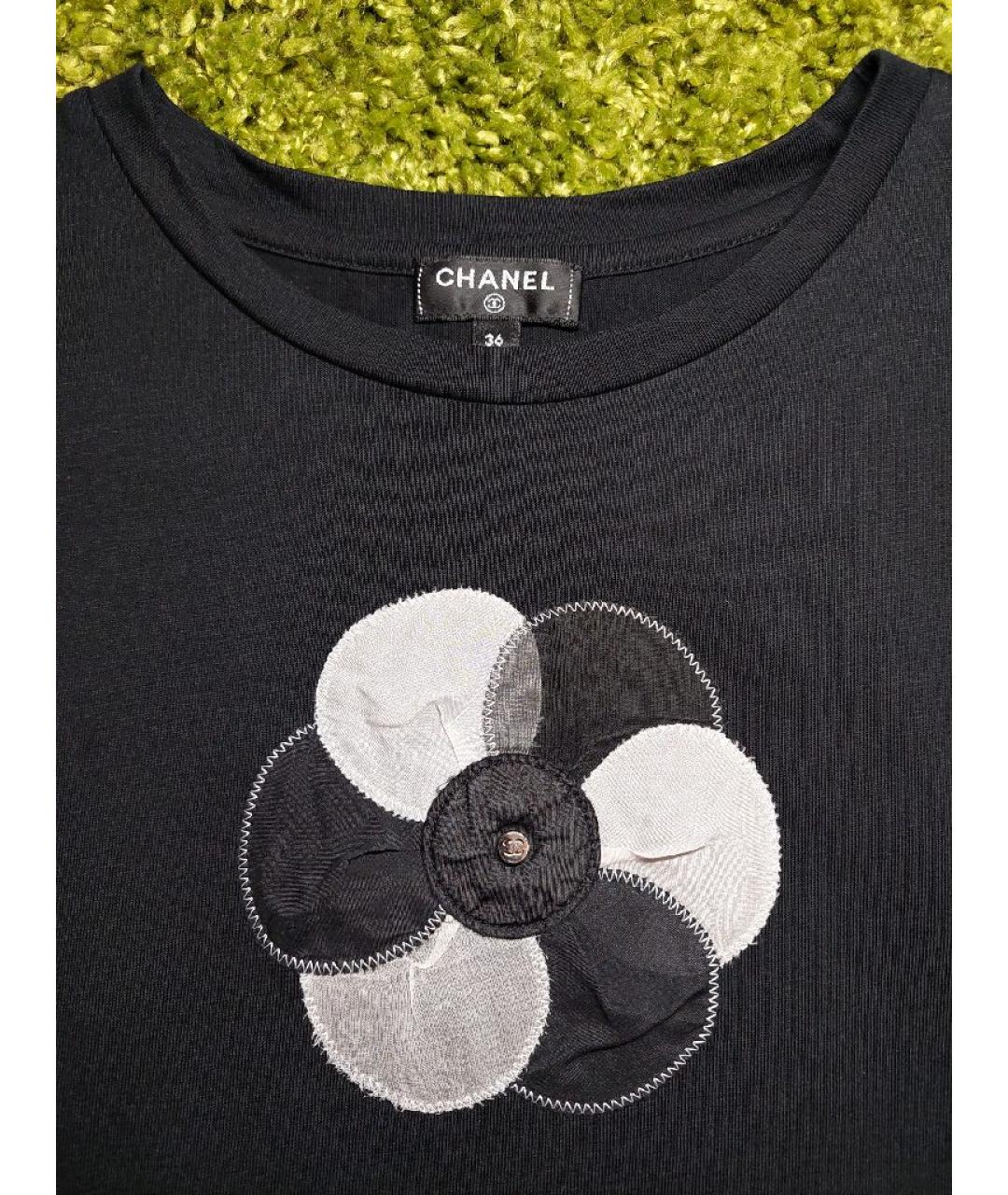 CHANEL Черная хлопковая футболка, фото 5
