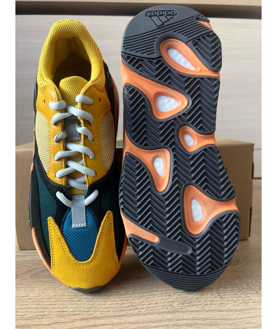 ADIDAS YEEZY Желтые текстильные низкие кроссовки / кеды, фото 6