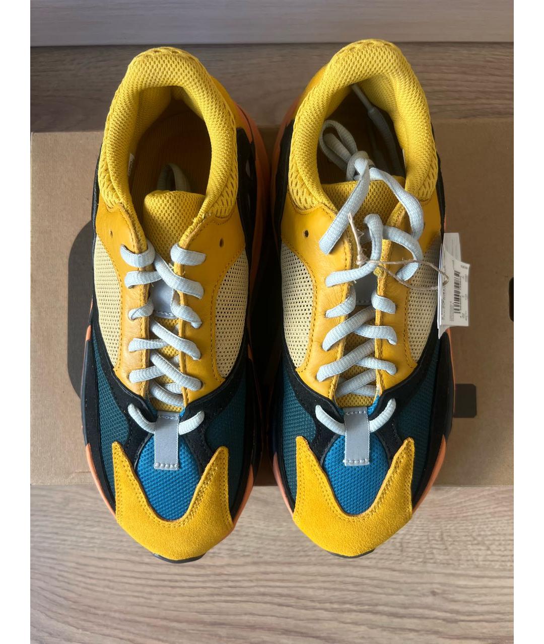 ADIDAS YEEZY Желтые текстильные низкие кроссовки / кеды, фото 2