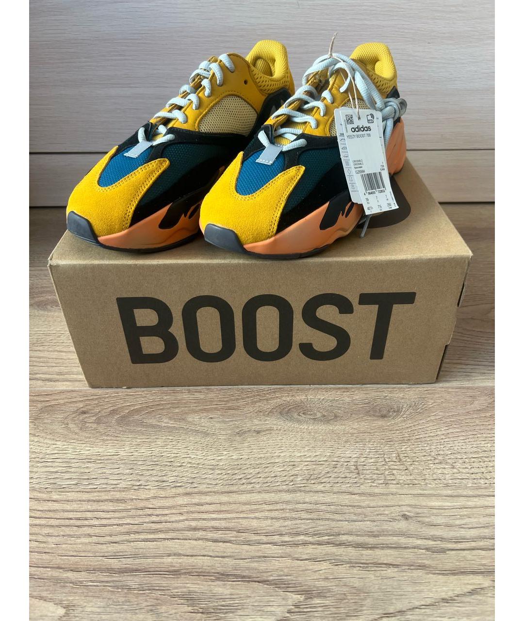 ADIDAS YEEZY Желтые текстильные низкие кроссовки / кеды, фото 3