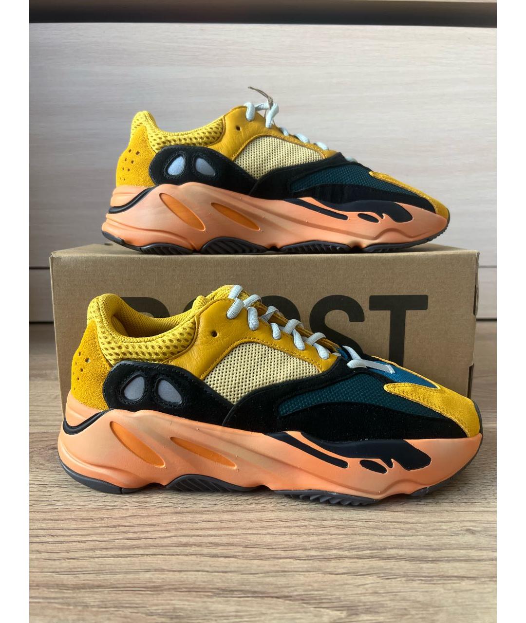 ADIDAS YEEZY Желтые текстильные низкие кроссовки / кеды, фото 8