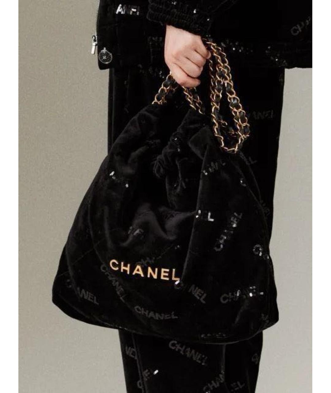 CHANEL Черная бархатная сумка через плечо, фото 8
