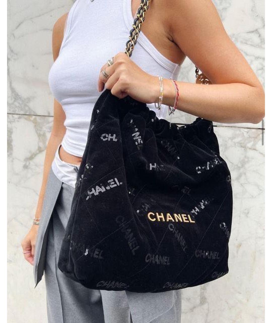 CHANEL Черная бархатная сумка через плечо, фото 7
