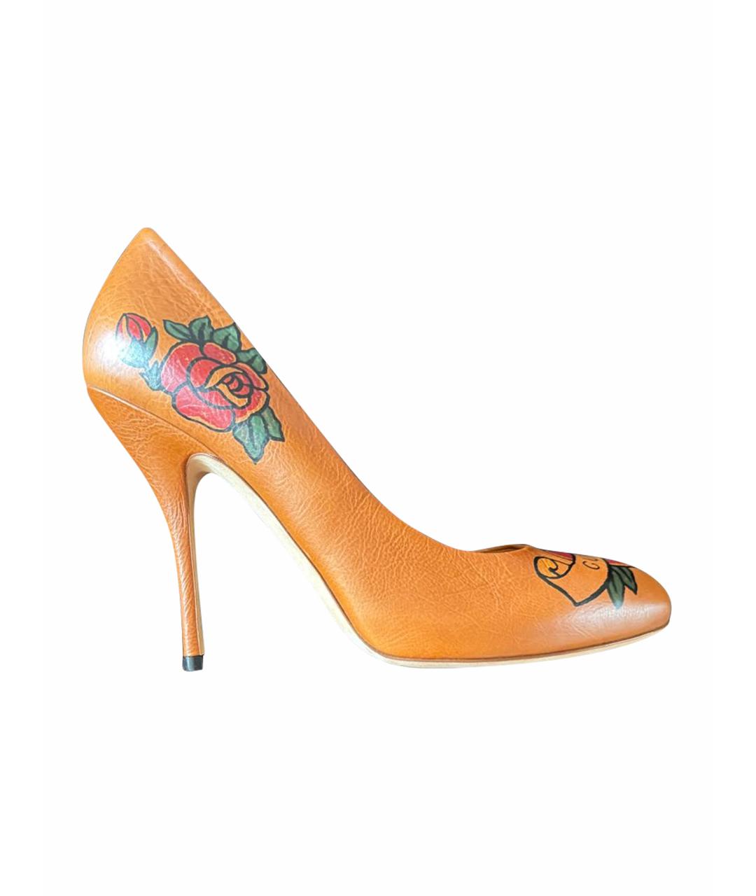 GUCCI Горчичные кожаные туфли, фото 5