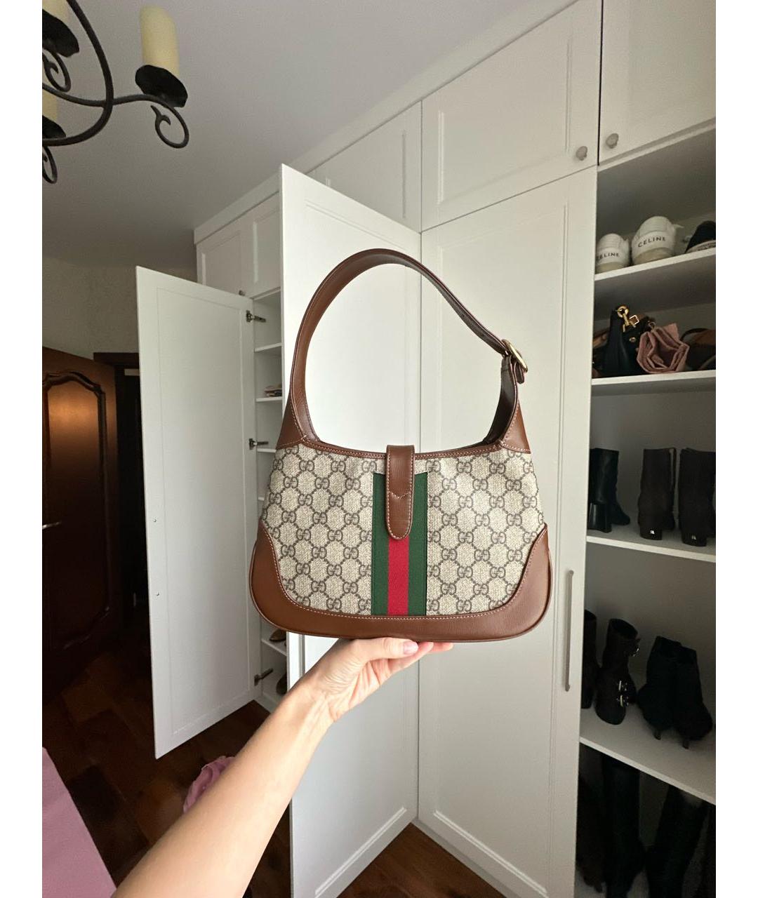 GUCCI Коричневая кожаная сумка с короткими ручками, фото 3