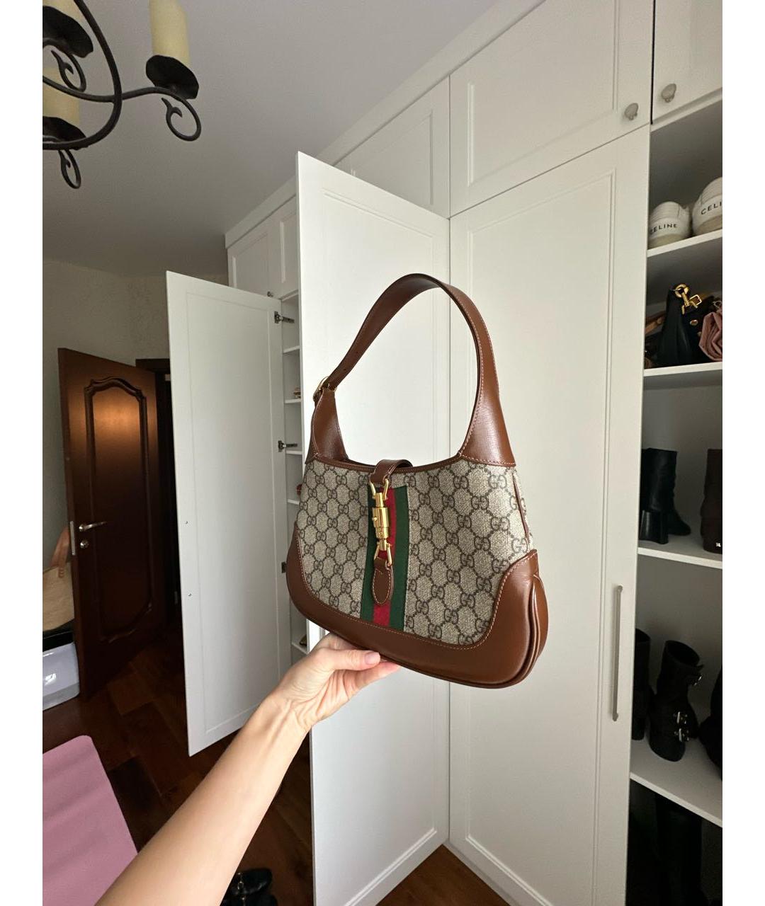 GUCCI Коричневая кожаная сумка с короткими ручками, фото 2