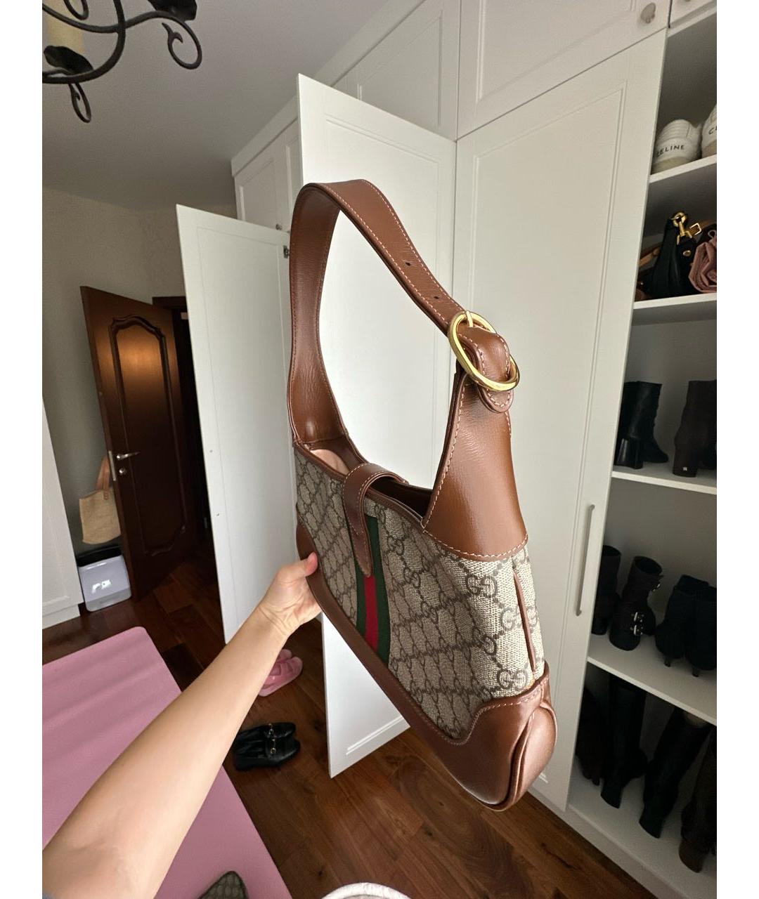 GUCCI Коричневая кожаная сумка с короткими ручками, фото 7