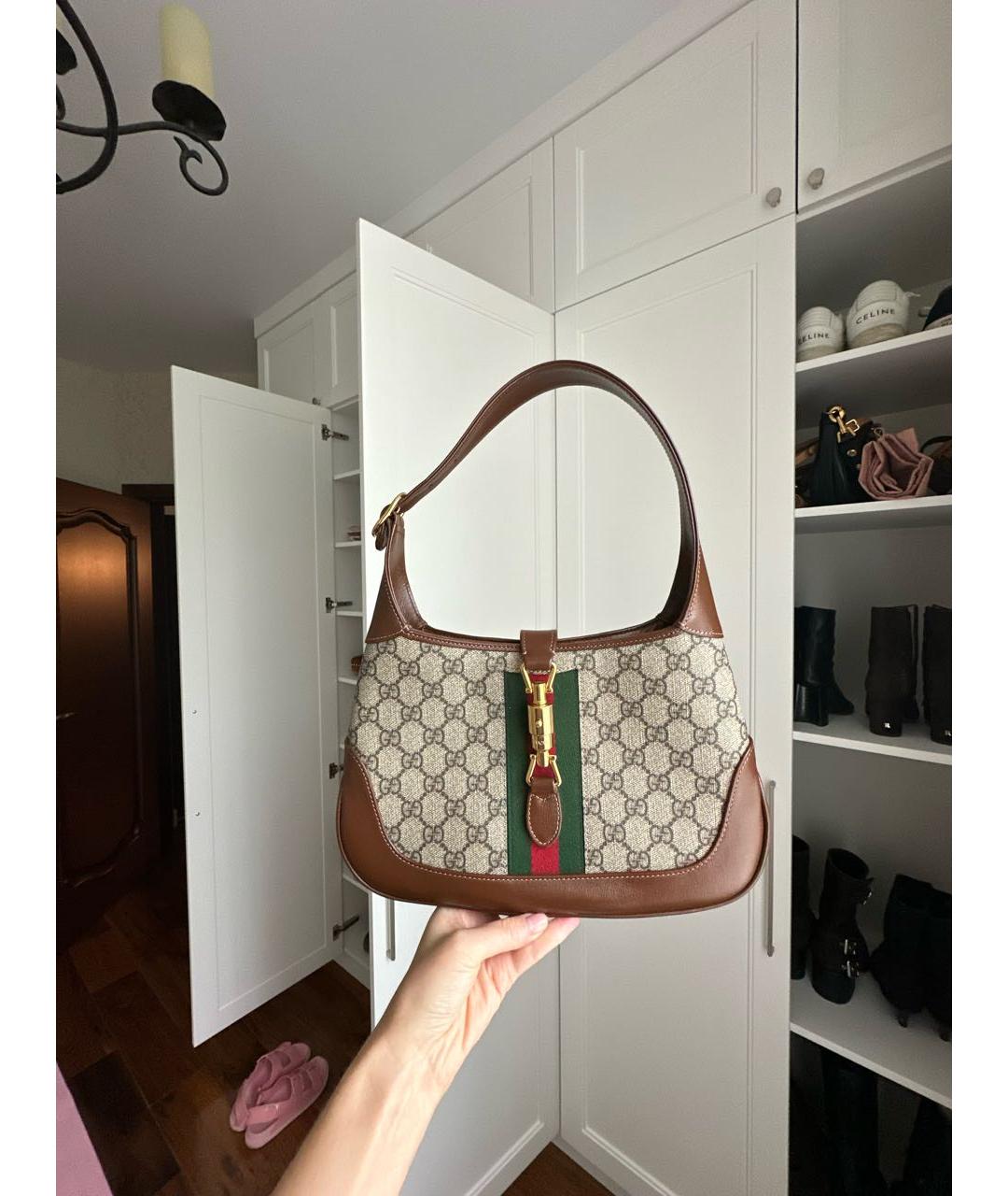 GUCCI Коричневая кожаная сумка с короткими ручками, фото 9