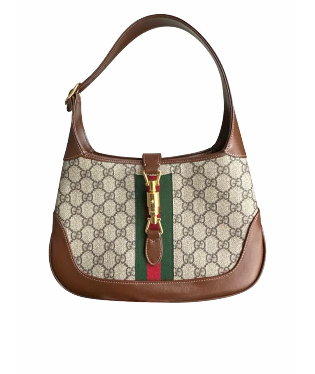GUCCI Коричневая кожаная сумка с короткими ручками, фото 1