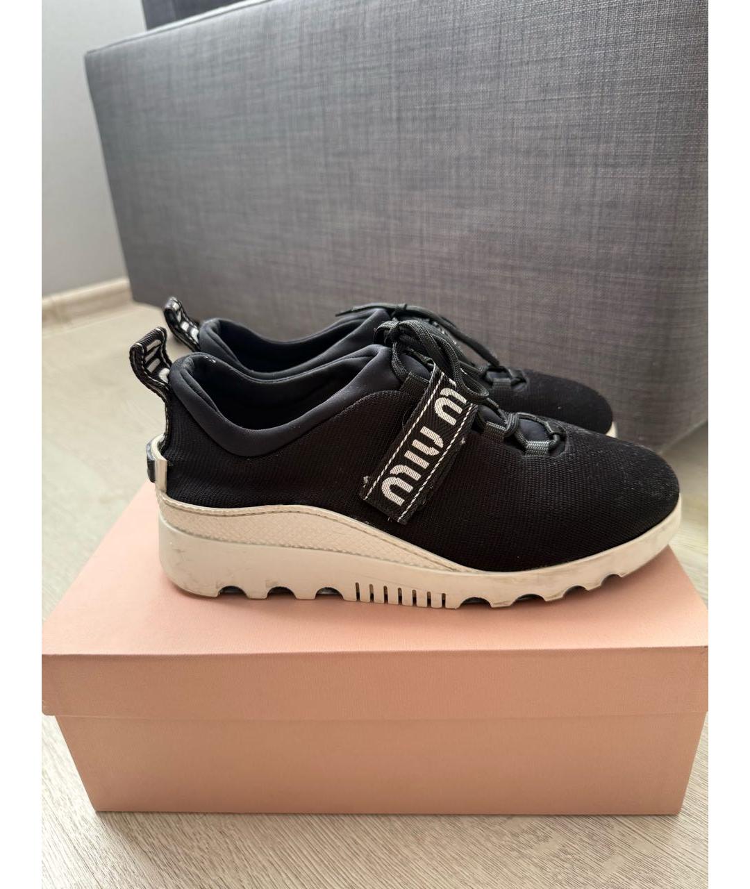 MIU MIU Черные текстильные кроссовки, фото 4