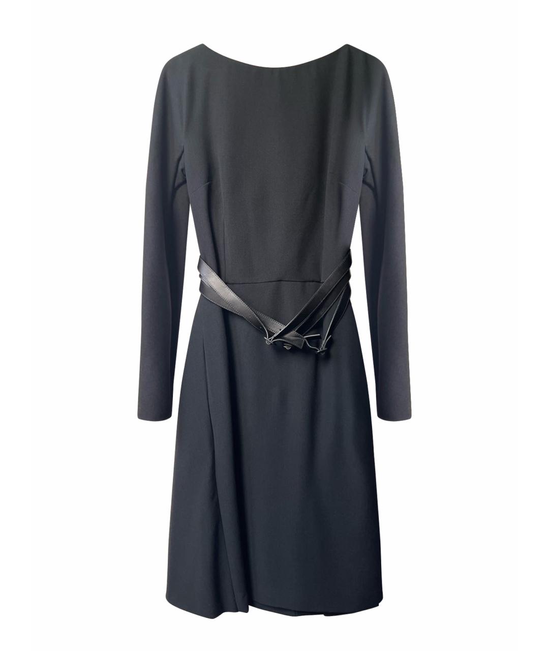 CHRISTIAN DIOR Черное шерстяное повседневное платье, фото 1