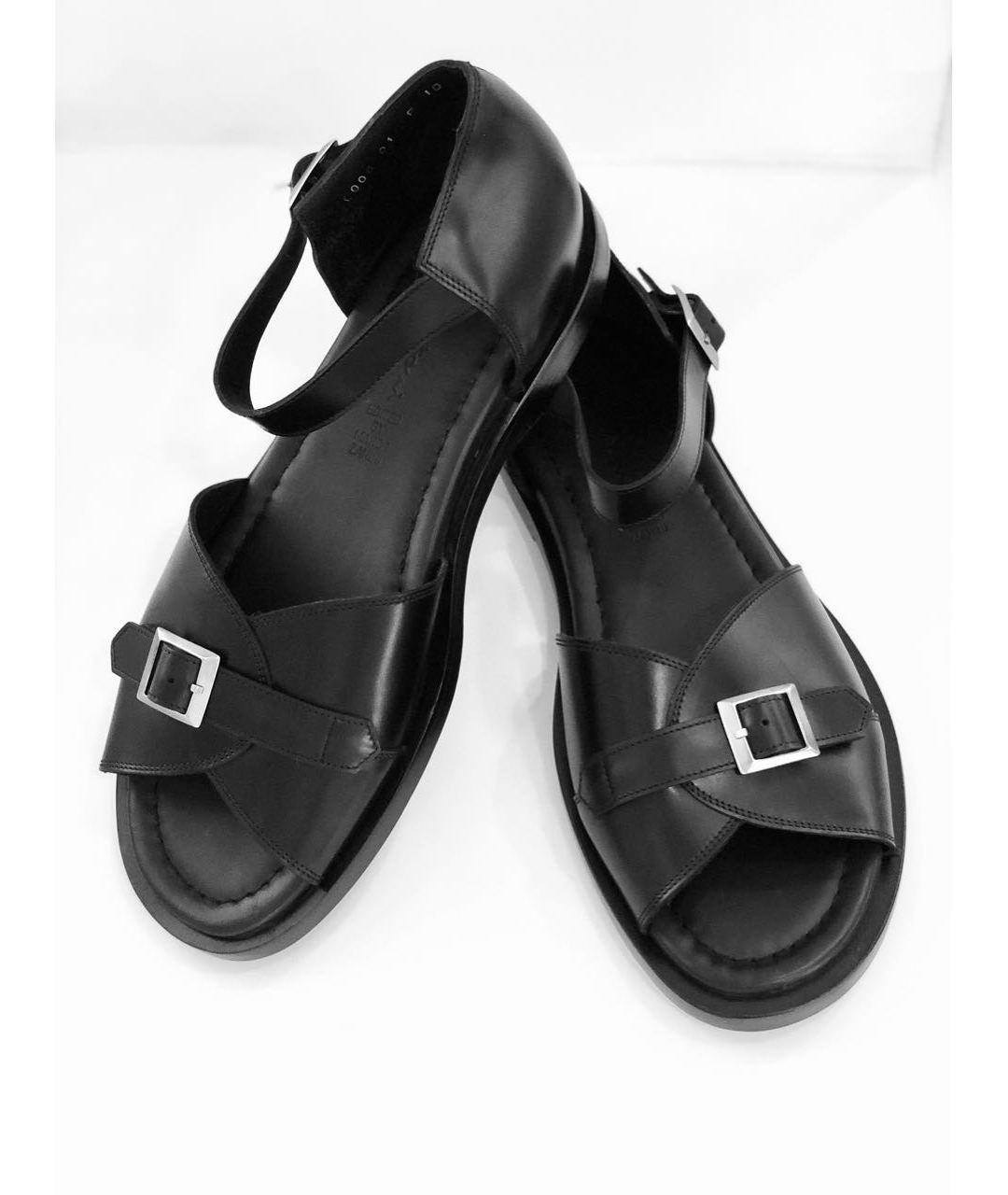 SANTONI Черные кожаные сандалии, фото 2