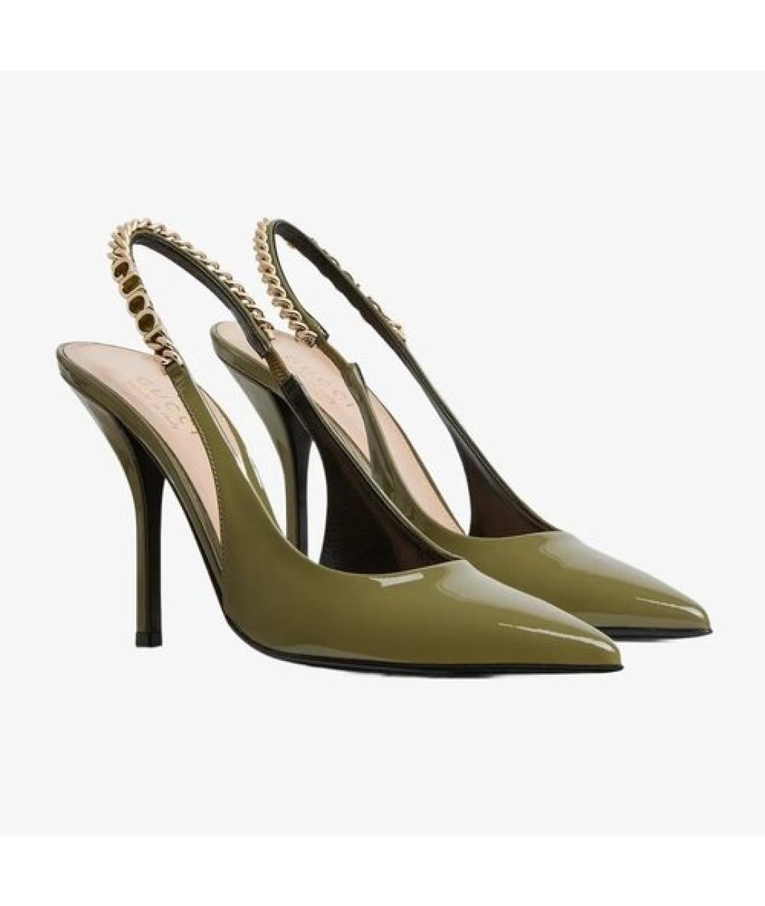 GUCCI Зеленые кожаные туфли, фото 9