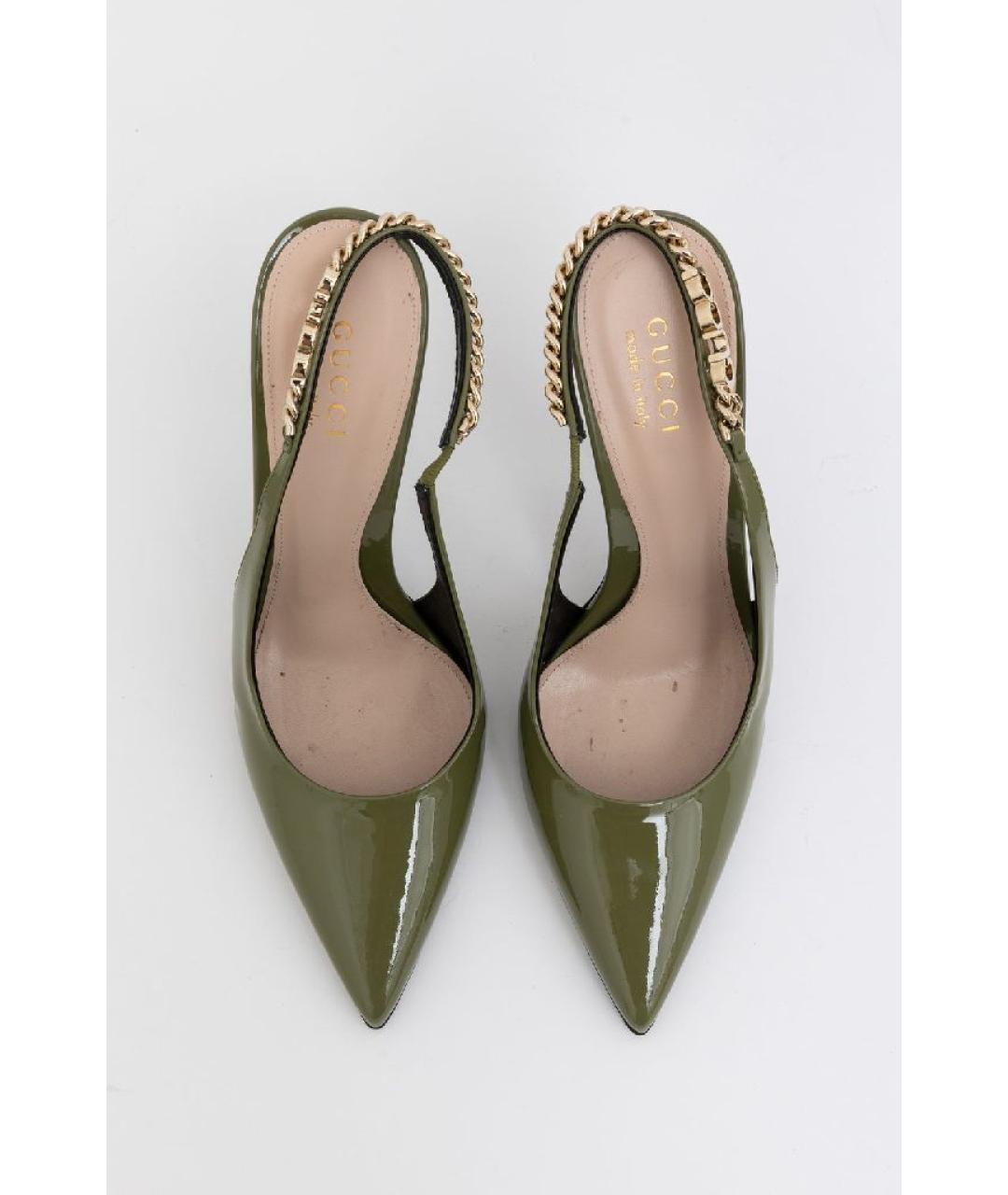 GUCCI Зеленые кожаные туфли, фото 2
