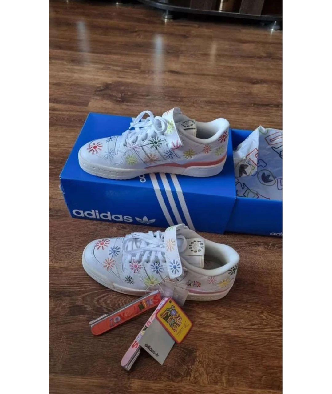 ADIDAS Белые кожаные низкие кроссовки / кеды, фото 6