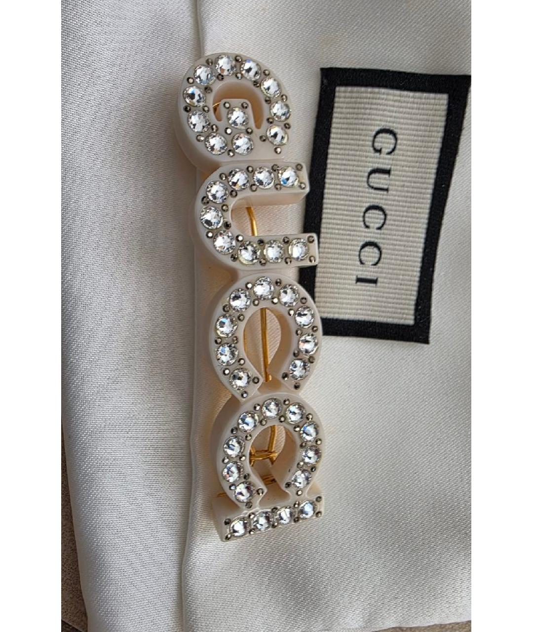 GUCCI Белая заколка, фото 8