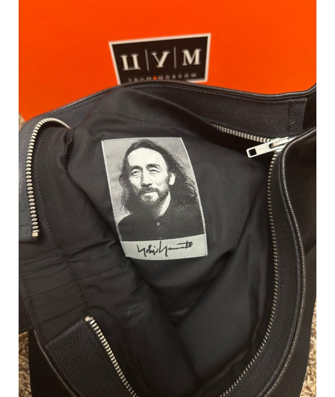 YOHJI YAMAMOTO Черная кожаная барсетка, фото 7