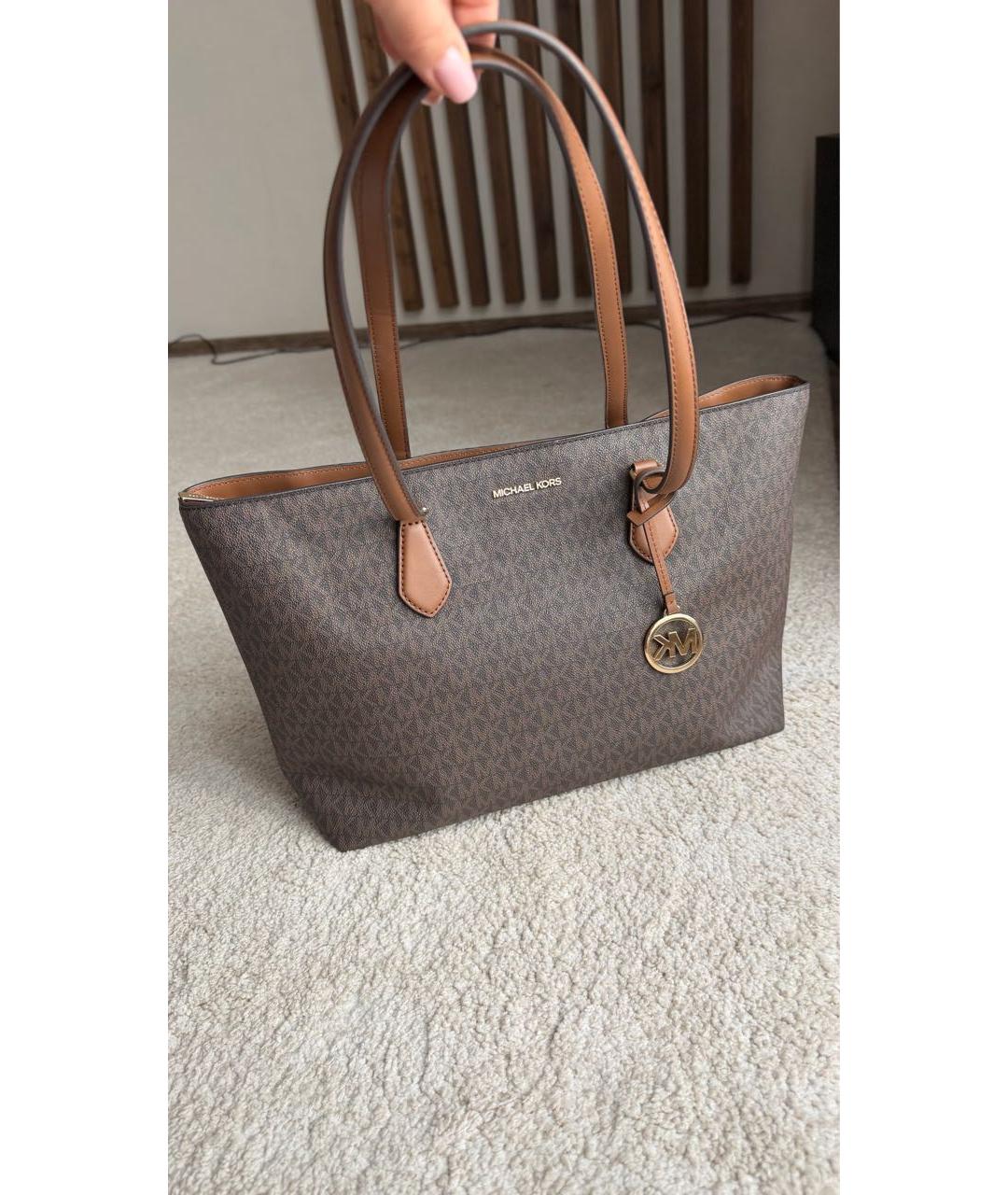 MICHAEL KORS Коричневая сумка тоут из канвы, фото 5