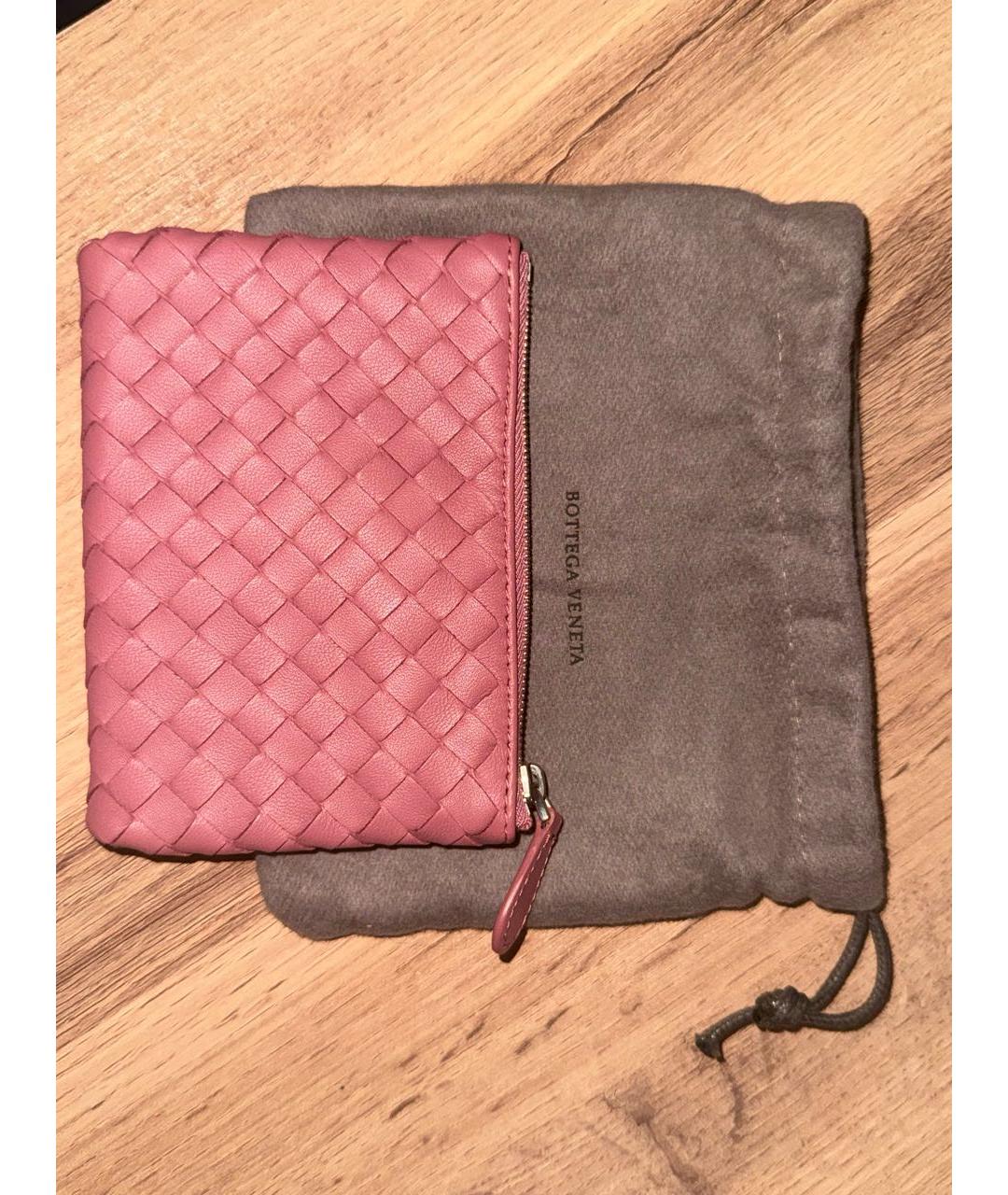 BOTTEGA VENETA Розовый кожаный кошелек, фото 2