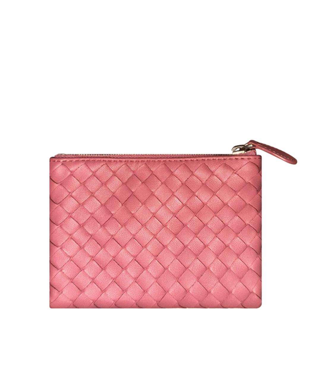 BOTTEGA VENETA Розовый кожаный кошелек, фото 1