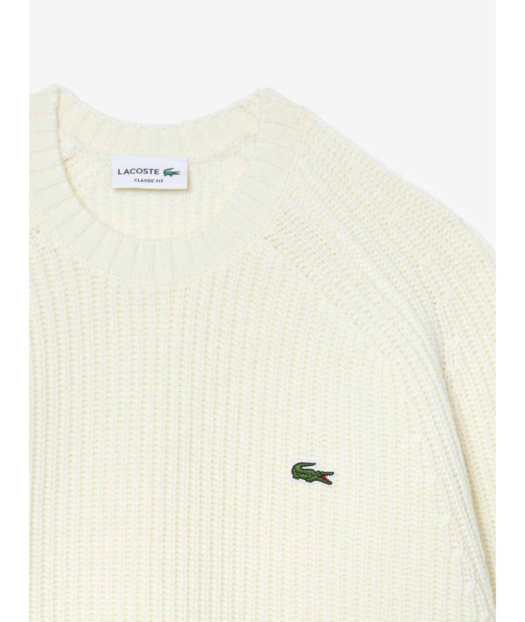 LACOSTE Белый шерстяной джемпер / свитер, фото 2