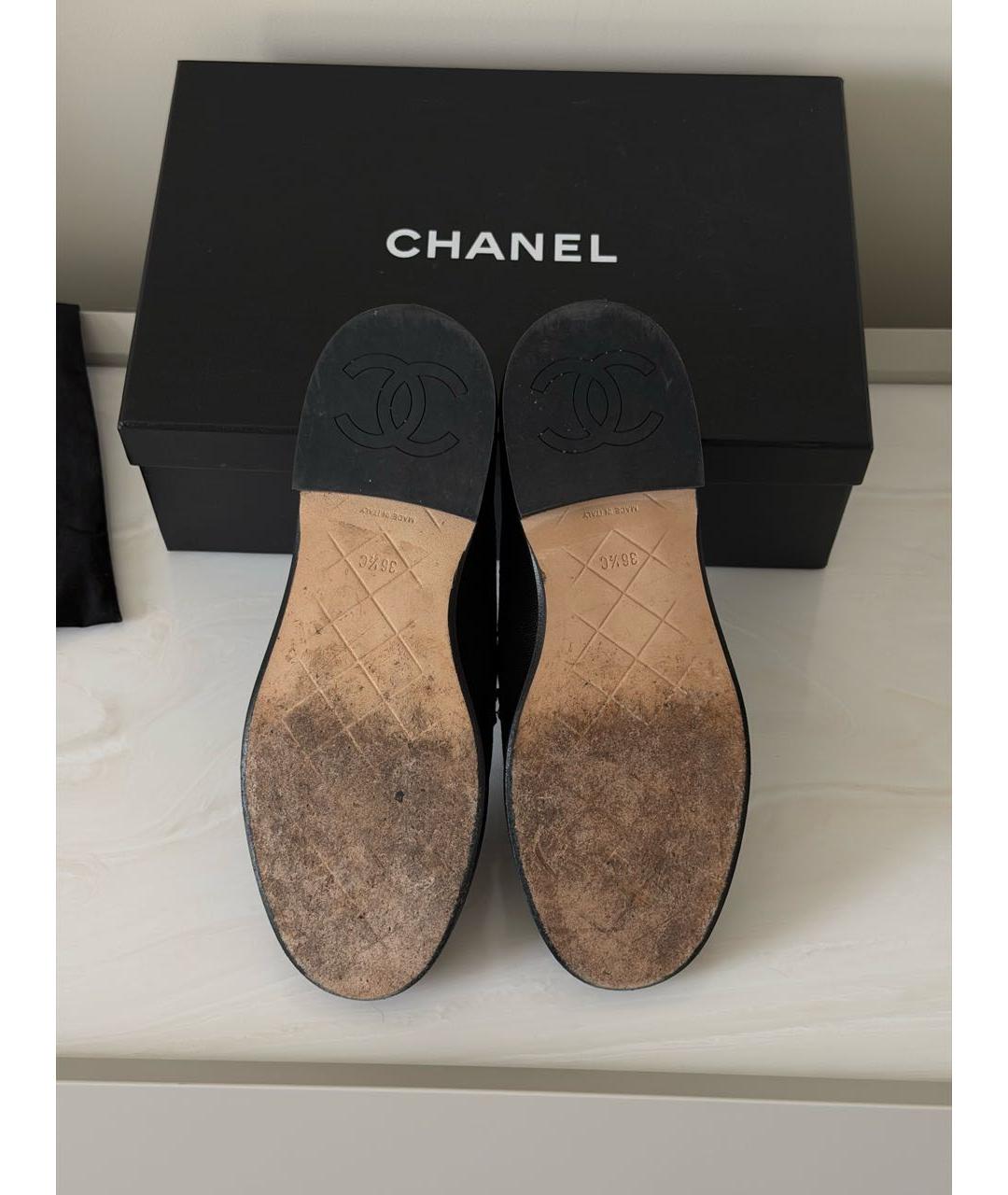 CHANEL Черные текстильные лоферы, фото 7